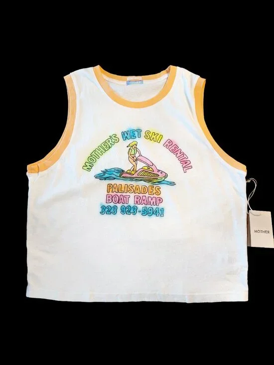 ☀️ MOTHER The Strong and Silent Type Wet Ski Tank NWT S - Picture 2 of 11